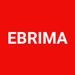 Logo firmy z białym napisem EBRIMA na czerwonym tle
